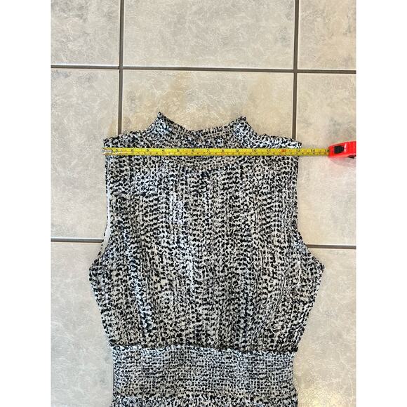 Nanette Lapore Women's Black White Spotted Print Pleated Sleeveless Sz 10 Dress - Picture 6 of 7